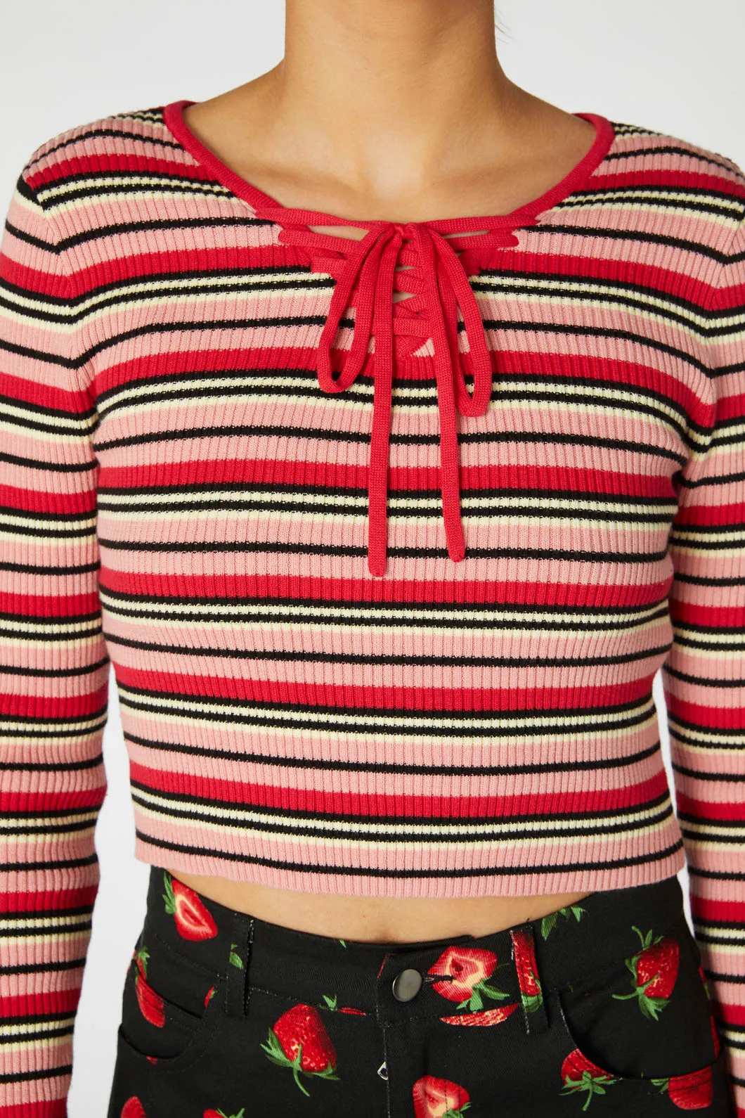 90S Fetch Stripey Crop Knit