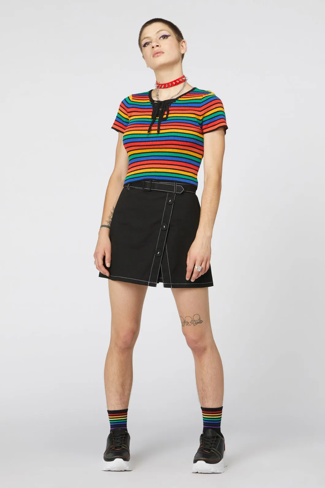 90S Rainbow Crop Rib Knit