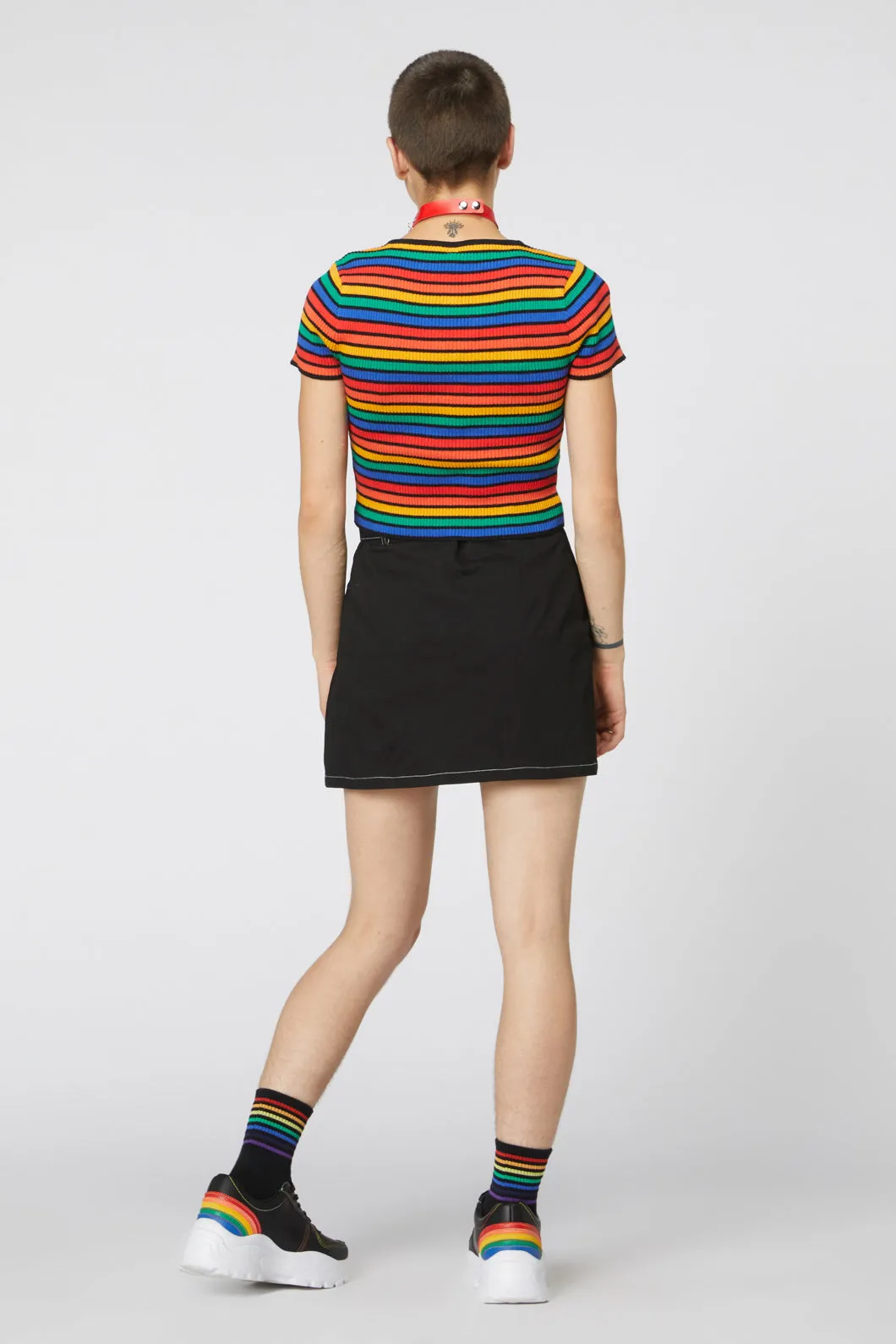 90S Rainbow Crop Rib Knit