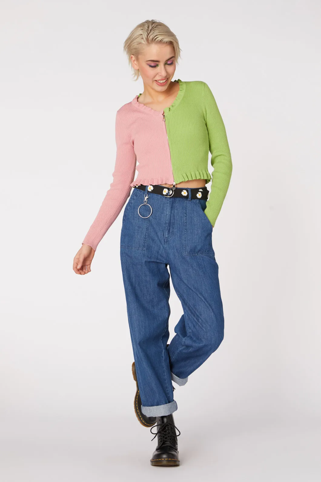 90S Split Zip Up Cardi