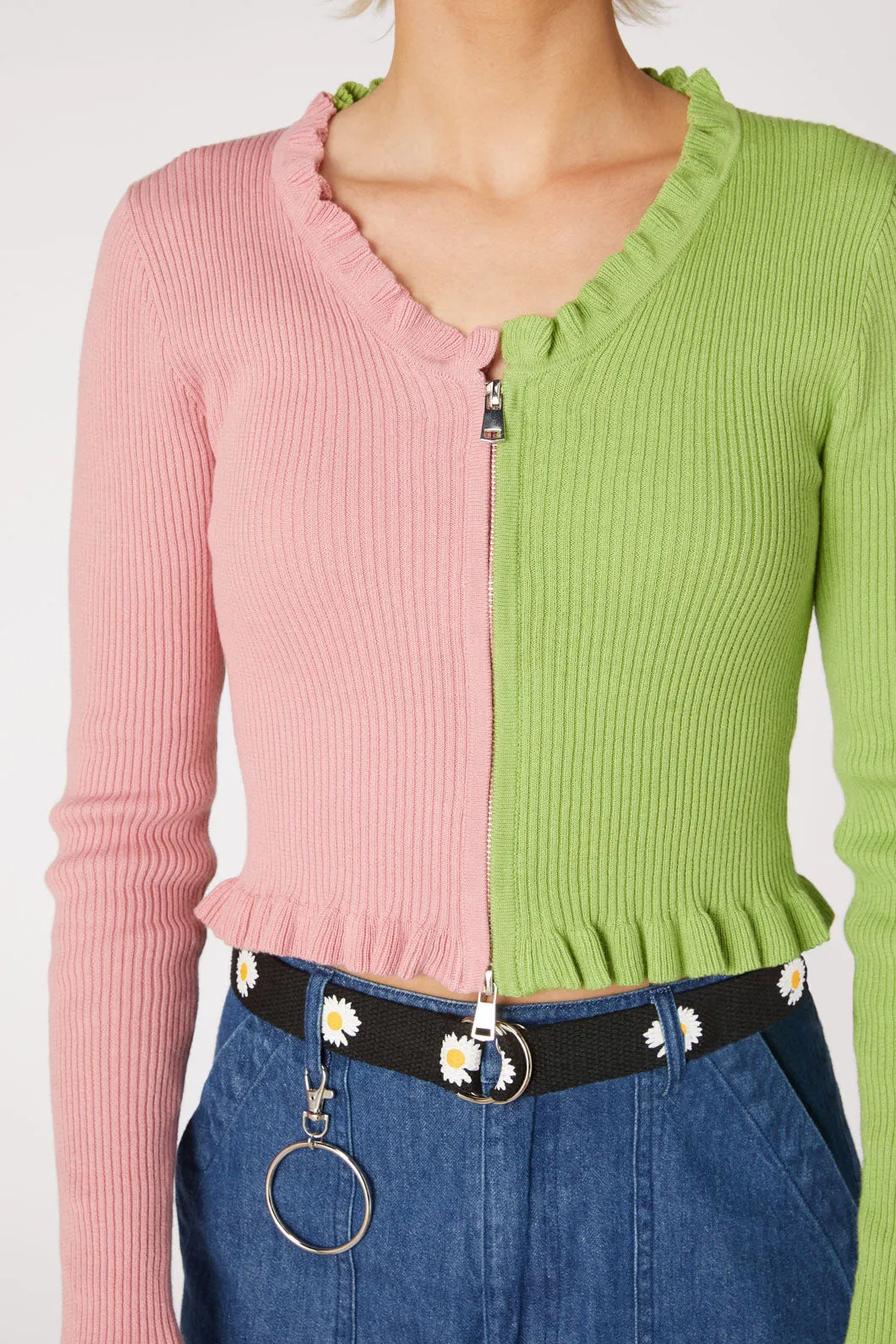90S Split Zip Up Cardi