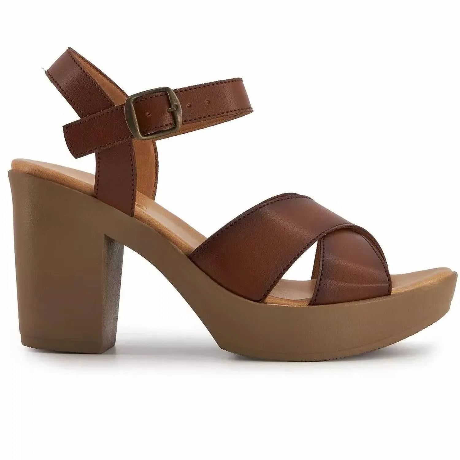 Andrea - Women's Comfort Classic Heel Ankle Strap Sandals