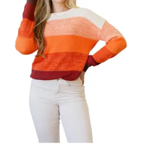 Andree By Unit - Cozy Sunset Color Block Sweater