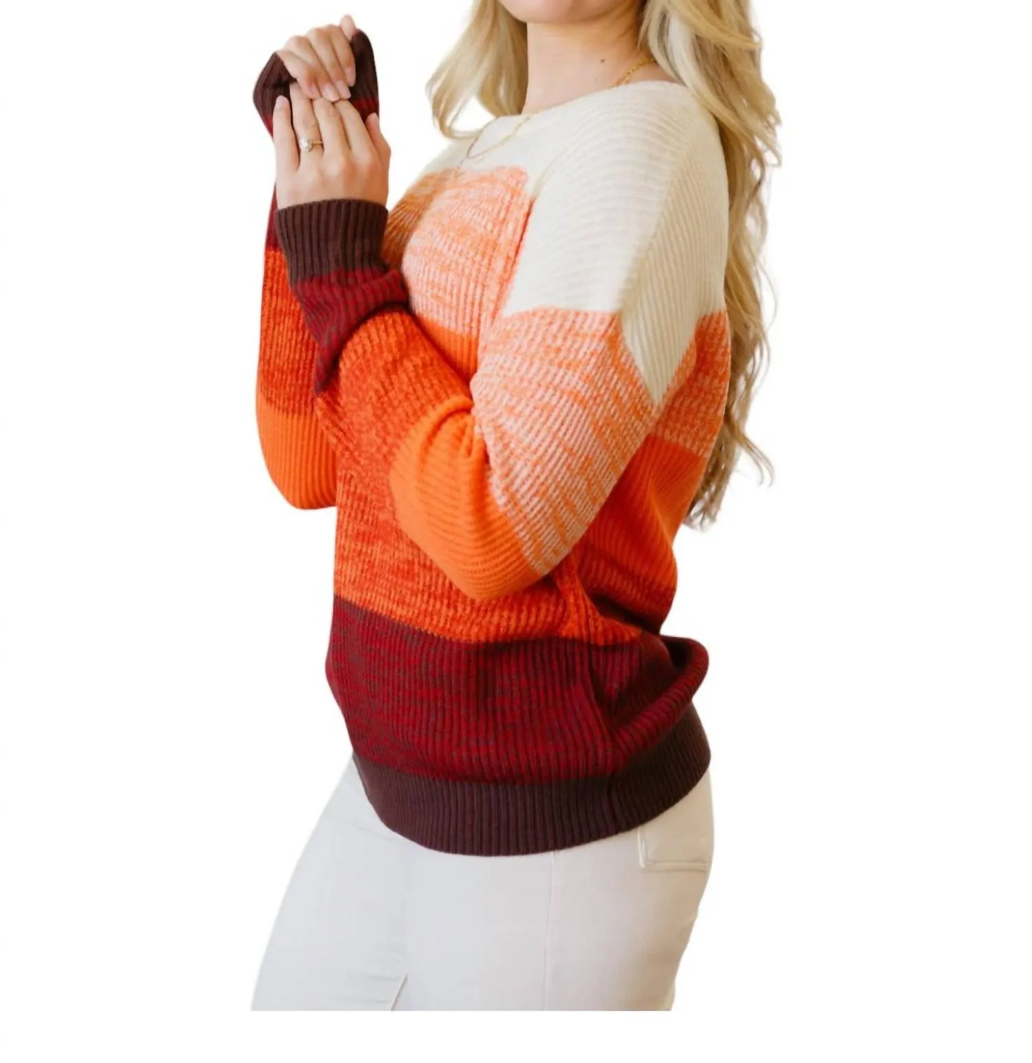 Andree By Unit - Cozy Sunset Color Block Sweater