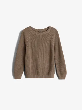 Cotton Knit Sweater - Tween - Beige Melange