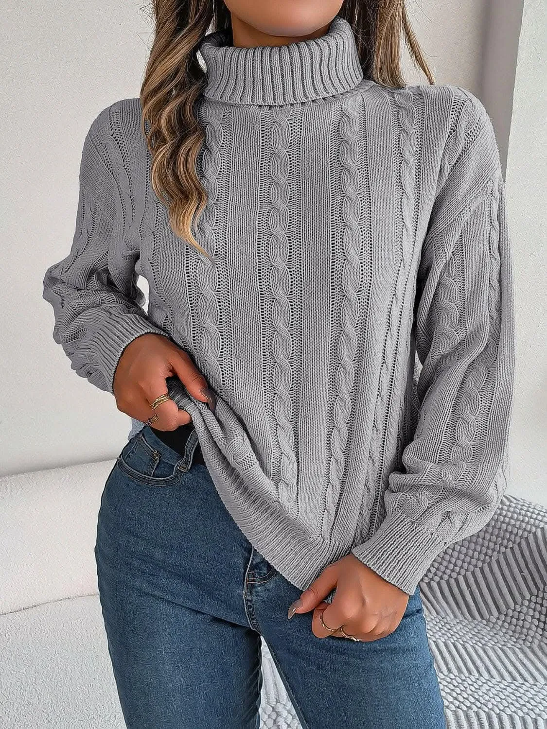Cozy Cable-Knit Turtleneck Sweater
