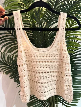 Creamy Crochet Knit Tank