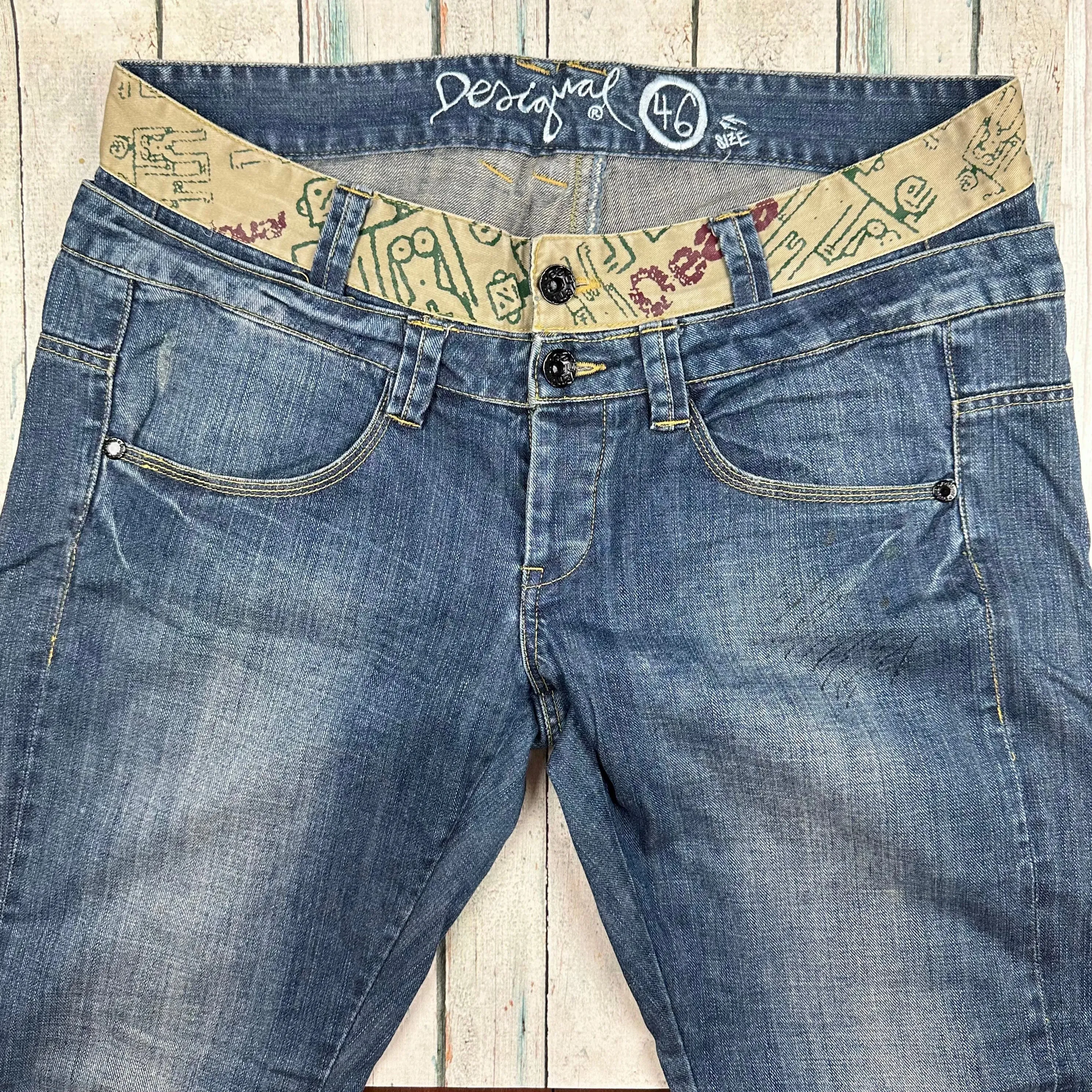 Desigual Double Logo Waistband Easy Fit Jeans -Size 38"