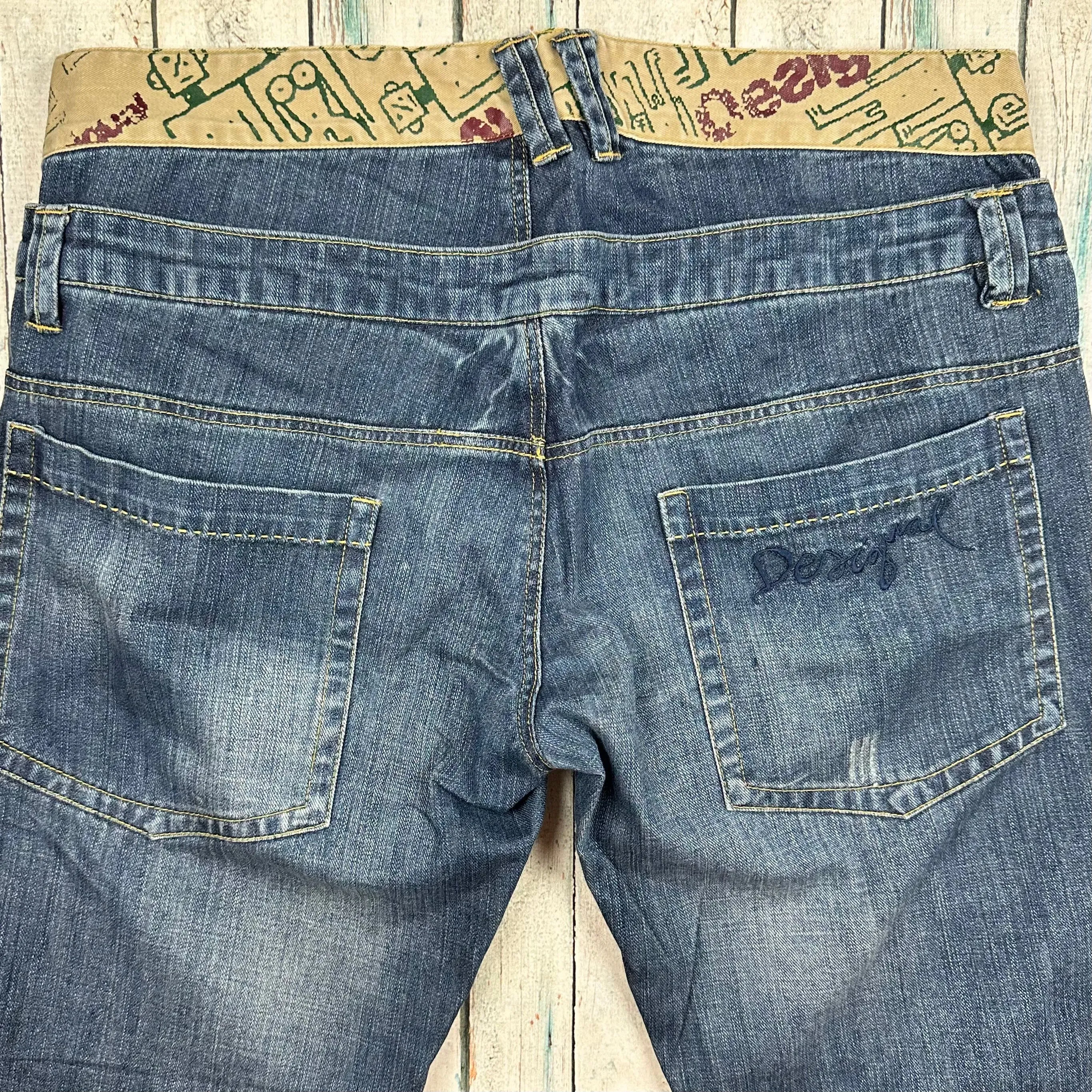 Desigual Double Logo Waistband Easy Fit Jeans -Size 38"