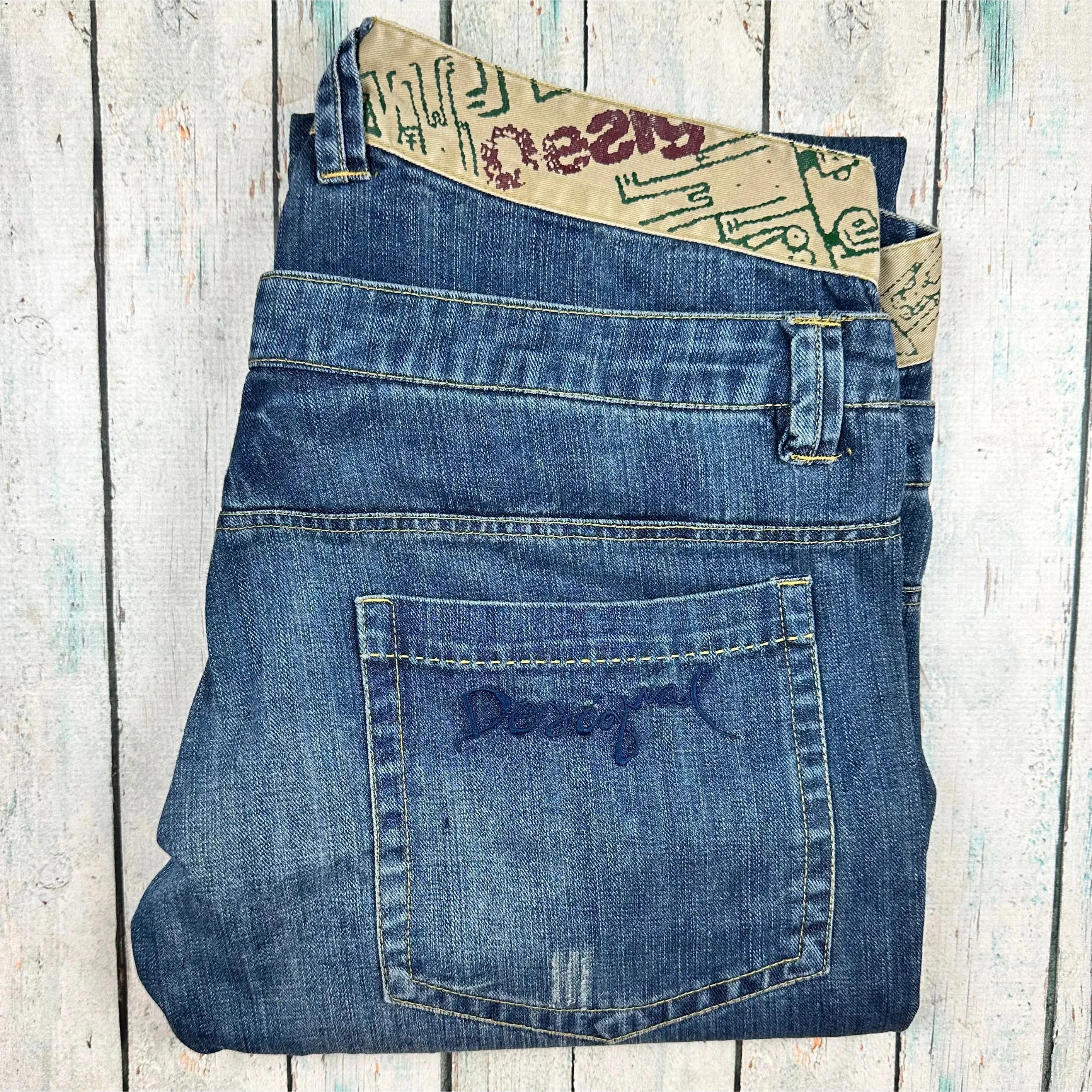 Desigual Double Logo Waistband Easy Fit Jeans -Size 38"