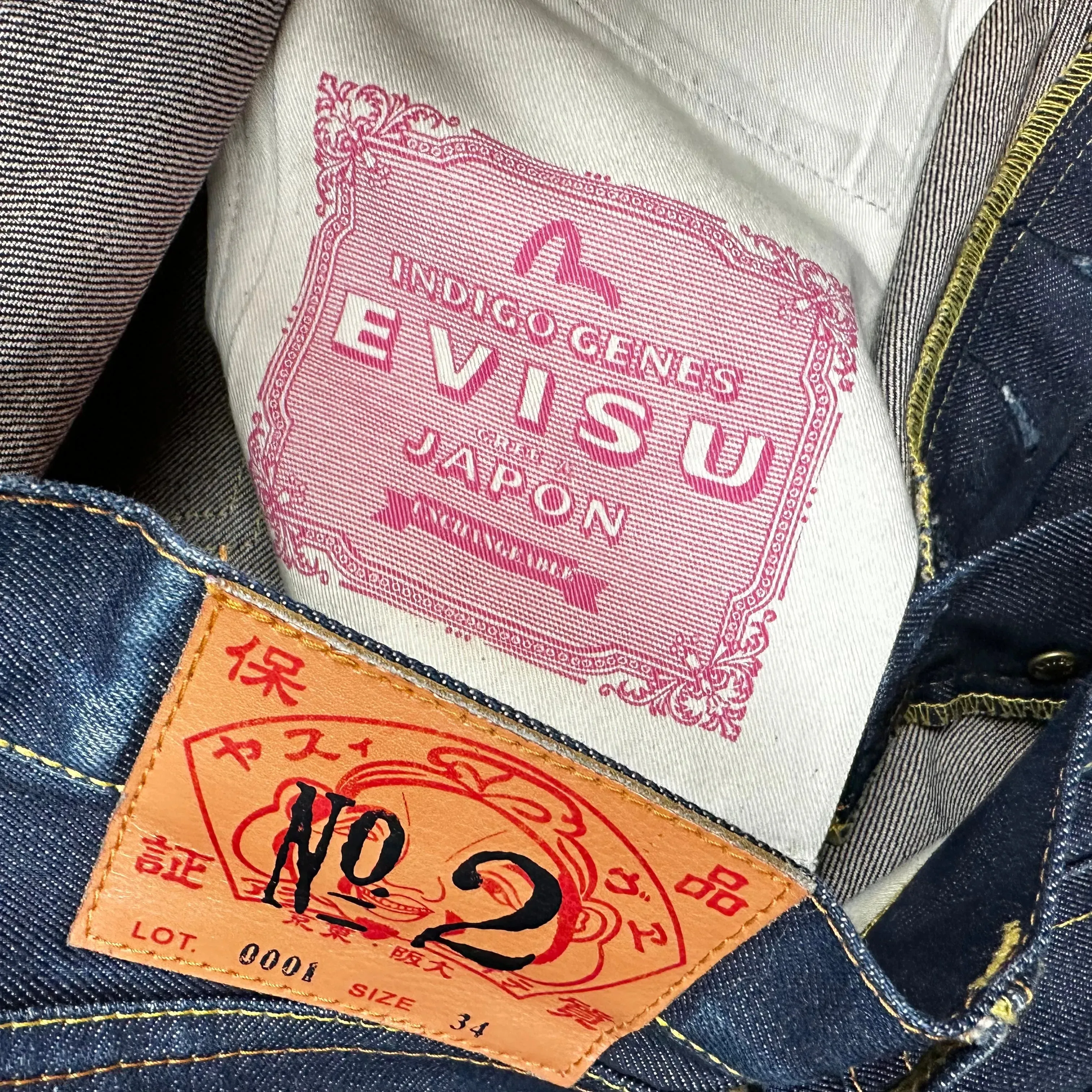Evisu Japan Selvedge No.2 Red Seagull Back Jeans - Size 34