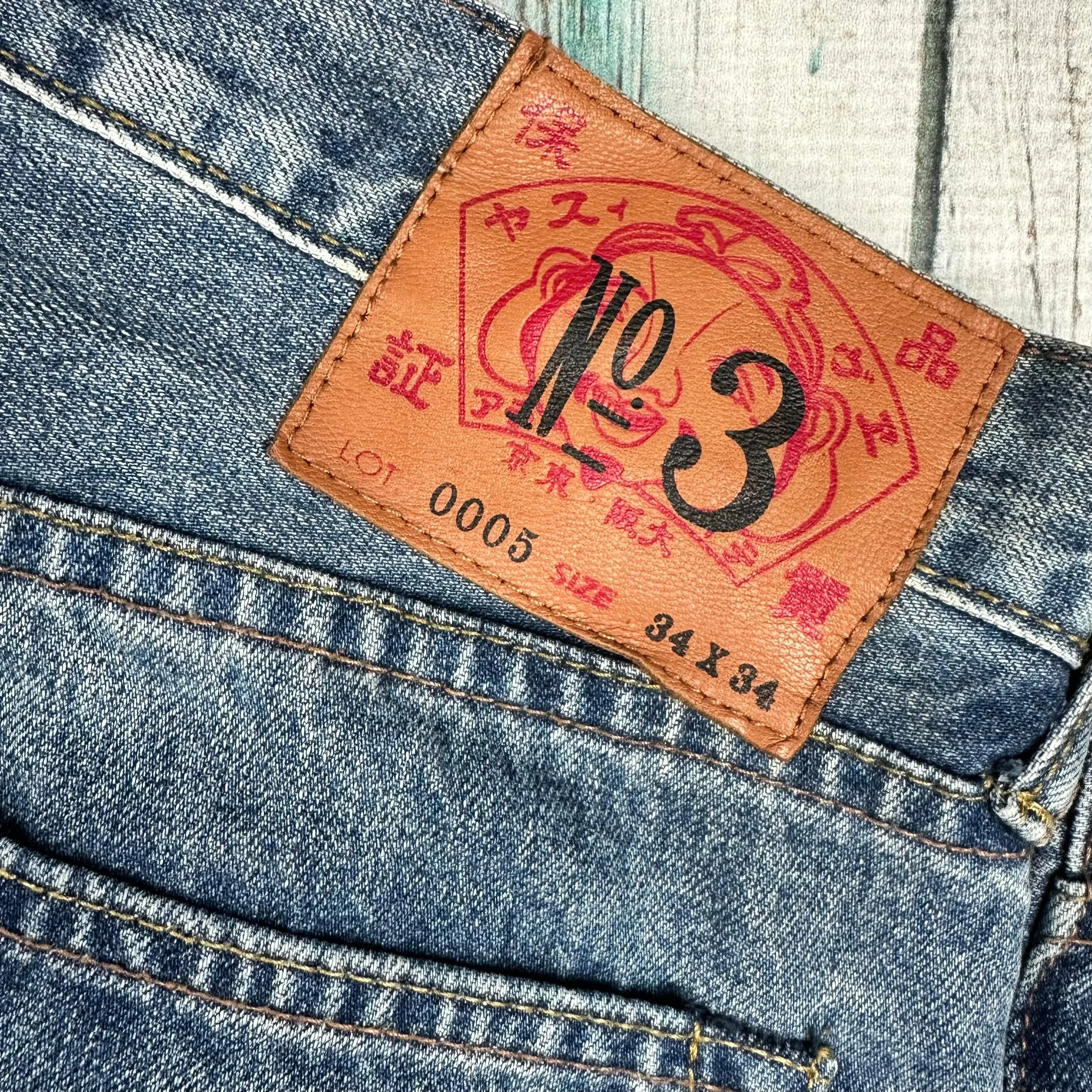 Evisu Japan - Straight Leg Logo Pocket Jeans - Size 34