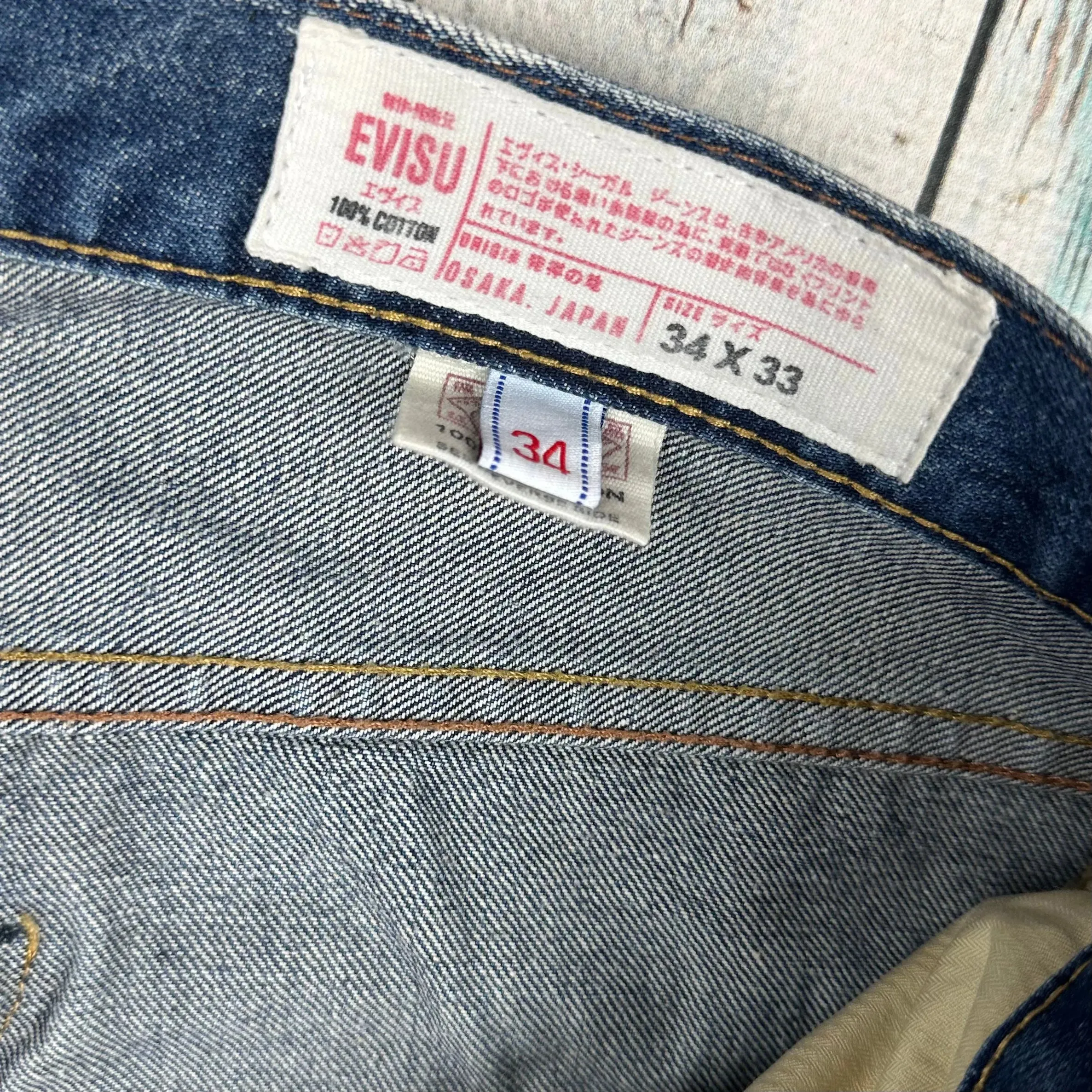 Evisu Japan - Straight Leg Logo Pocket Jeans - Size 34