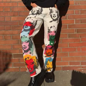 Fashion casual character print jeans