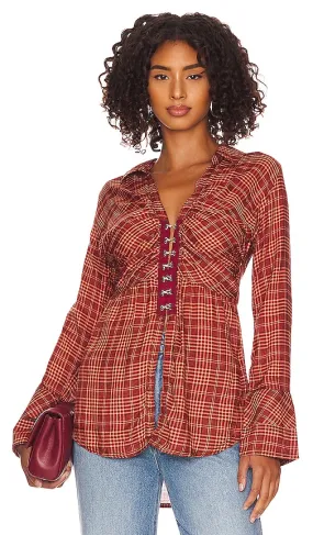 Free People Catalina Remade Shirt in Red