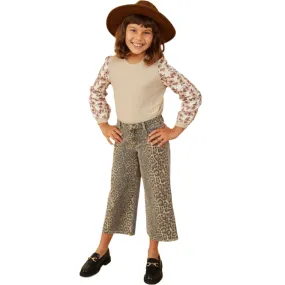 Girls Hayden Washed Leopard Print Relaxed Fit Denim Jeans GY9045