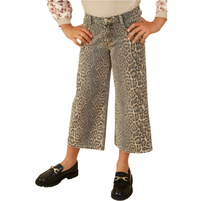 Girls Hayden Washed Leopard Print Relaxed Fit Denim Jeans GY9045