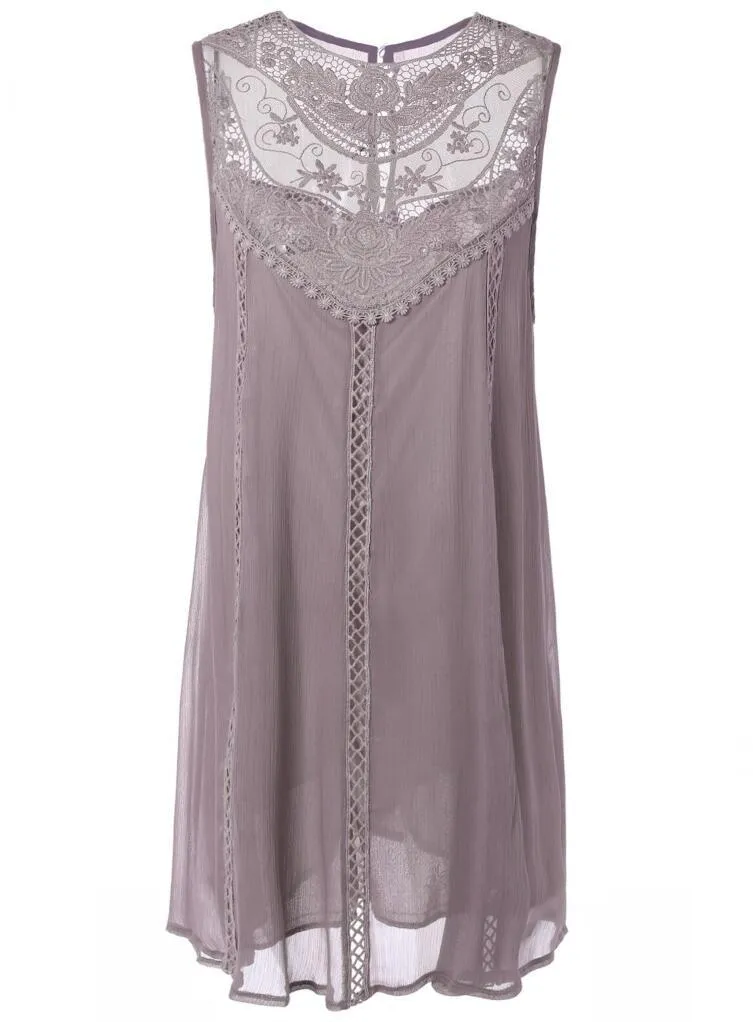 Grey Lace Casual Dress Summer/Spring Winter Sundress 2020 Oversize fashion Vestido