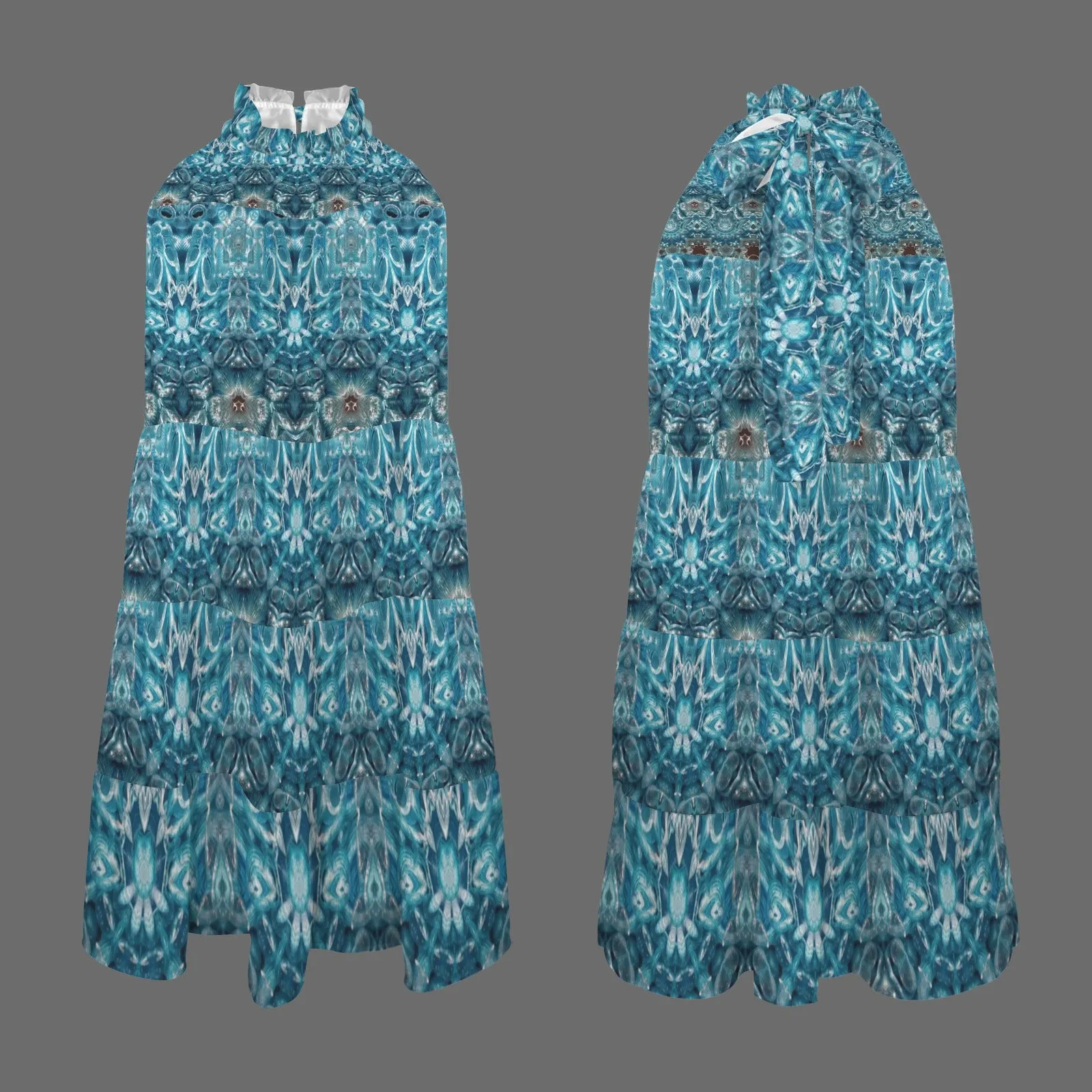 Halter Neck Dress Blue Glass