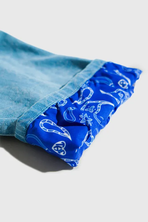 Laser Etched Pattern Denim Comfortable Jeans