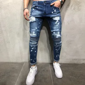 Men's Casual Slim Hole Jeans Trousers