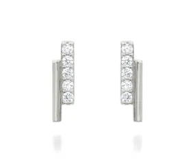 Mini Bar Pavé Crystal Silver Earrings