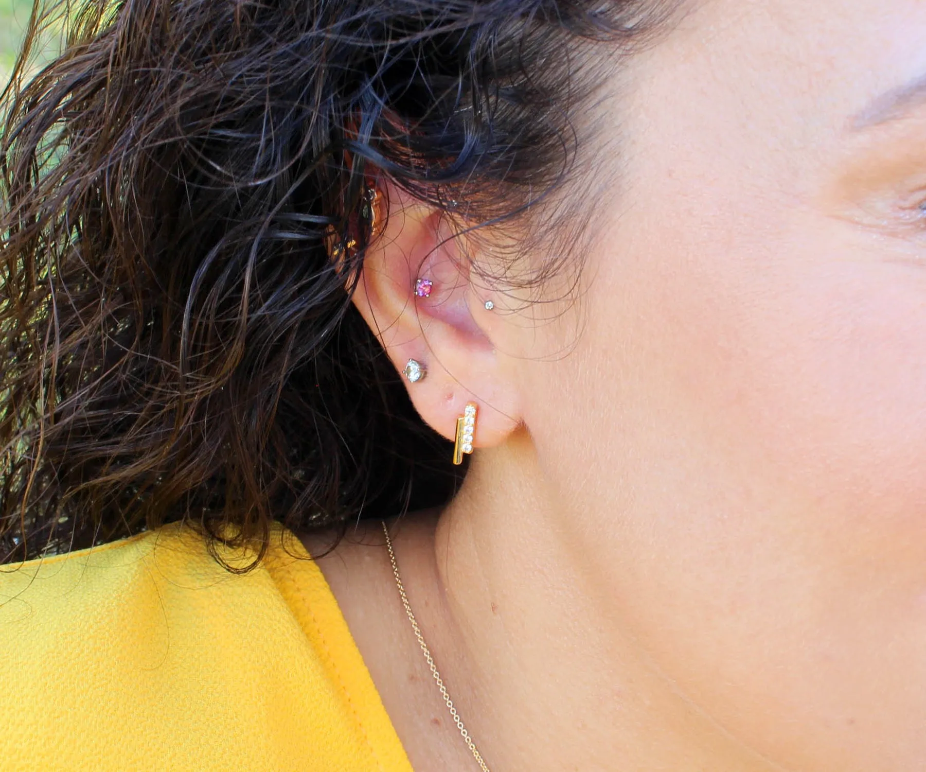Mini Bar Pavé Crystal Silver Earrings