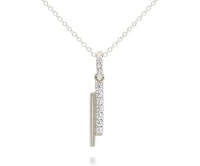 Mini Bar Pavé Crystal Silver Necklace