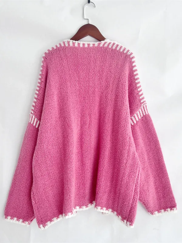 Oversize Cardi with Contrast Stitching For Hazy Lazy Eves
