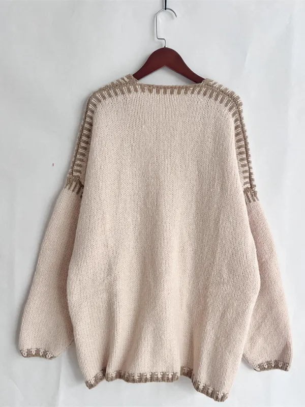 Oversize Cardi with Contrast Stitching For Hazy Lazy Eves