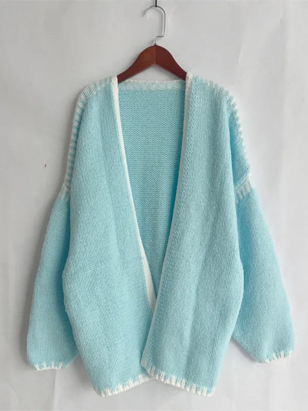Oversize Cardi with Contrast Stitching For Hazy Lazy Eves