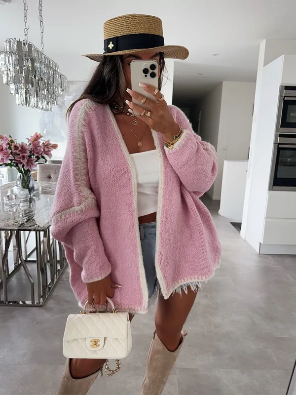 Oversize Cardi with Contrast Stitching For Hazy Lazy Eves