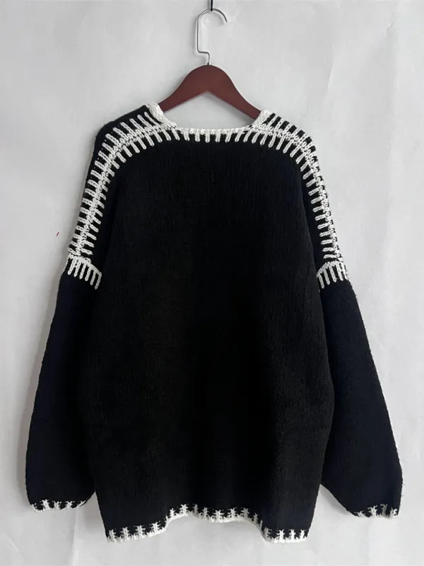 Oversize Cardi with Contrast Stitching For Hazy Lazy Eves
