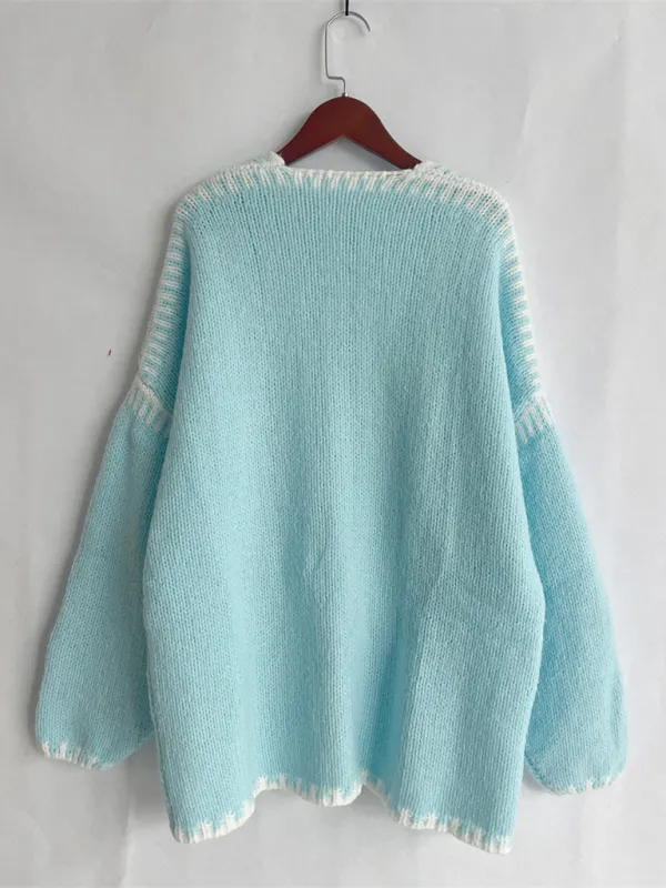 Oversize Cardi with Contrast Stitching For Hazy Lazy Eves