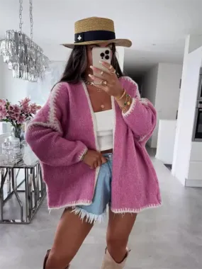 Oversize Cardi with Contrast Stitching For Hazy Lazy Eves
