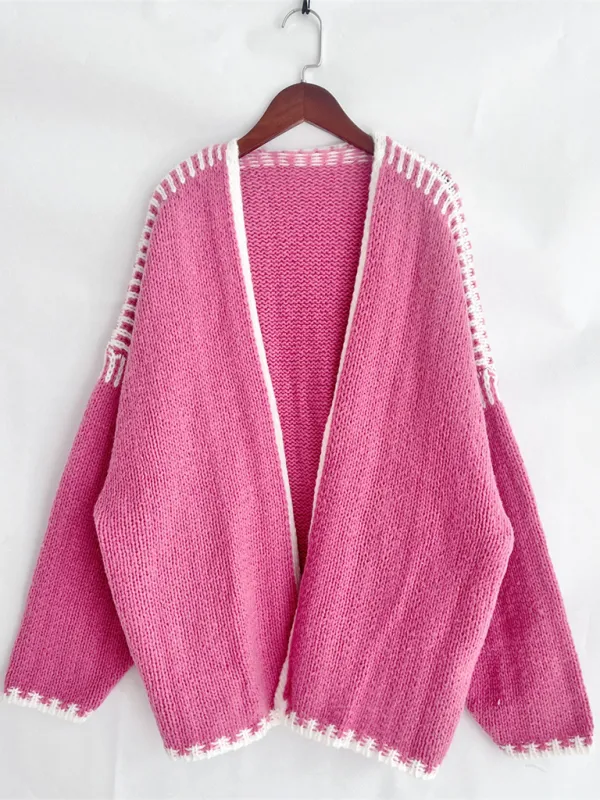 Oversize Cardi with Contrast Stitching For Hazy Lazy Eves