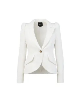 Pouf Sleeve One Button Blazer White