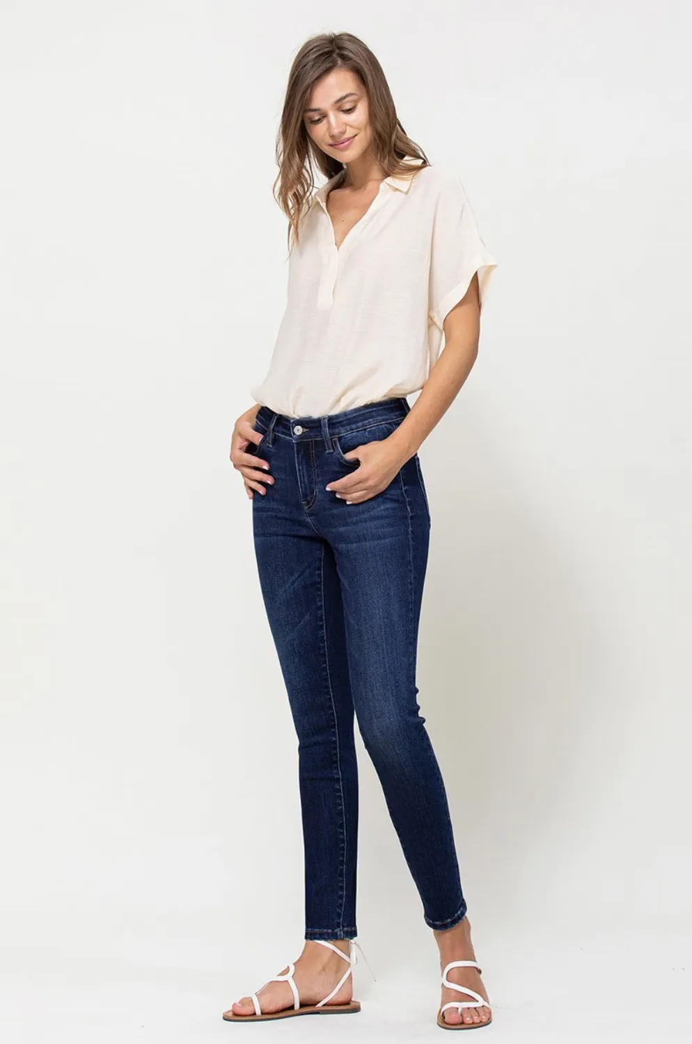 vervet by flying monkey: high rise skinny jeans - dark wash